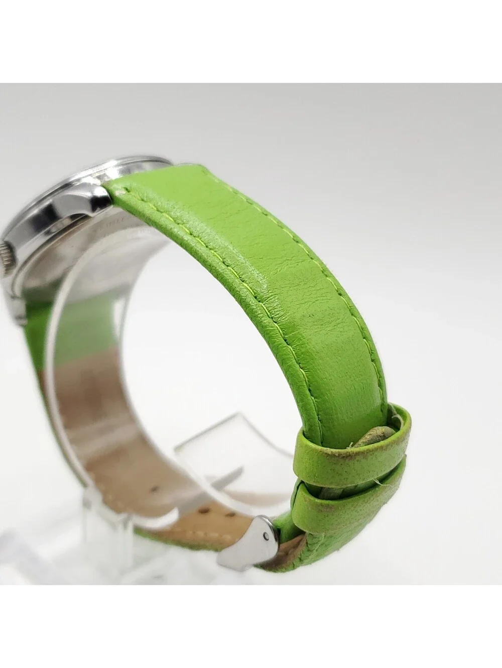 Anne Klein Women's Watch 36mm White Roman Numerals Dial Green Band New Battery